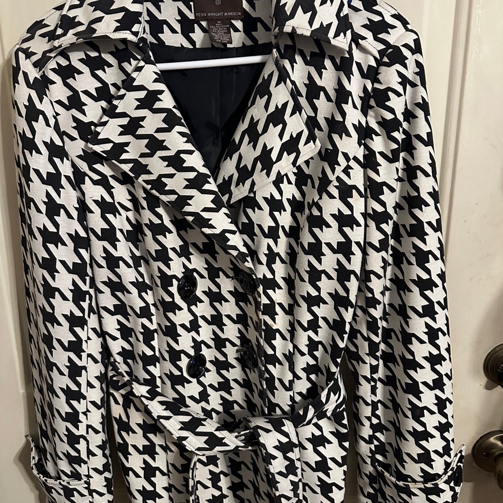 Fenn Wright Manson Black and White Houndstooth Trench Coat